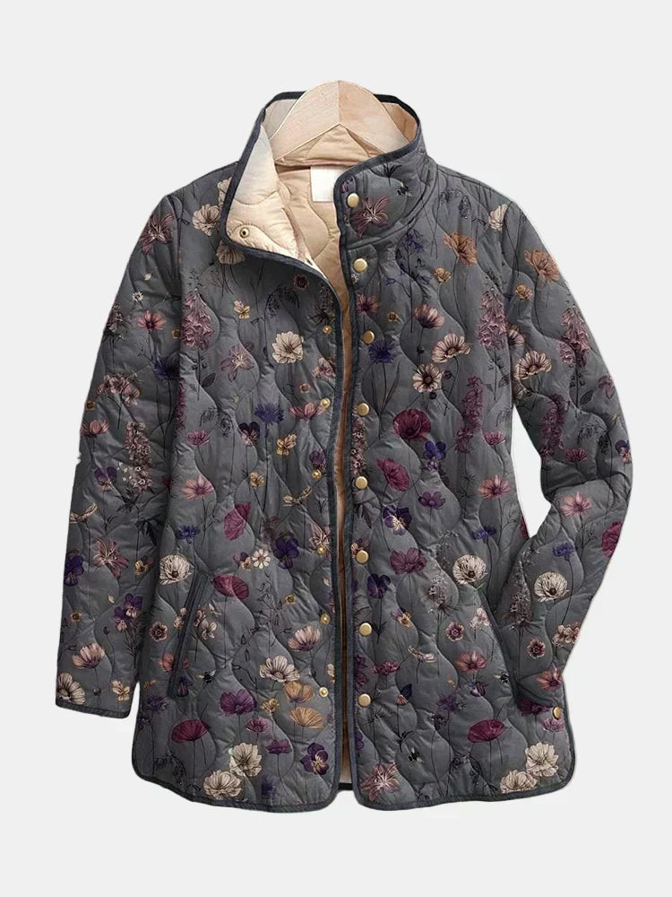 Chaqueta acolchada con flores secas