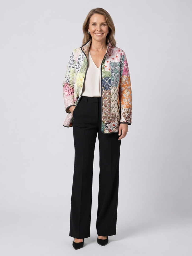 Chaqueta acolchada de patchwork bohemio