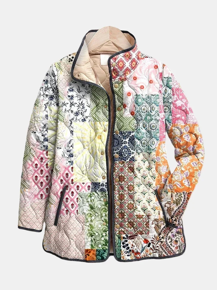 Chaqueta acolchada de patchwork bohemio