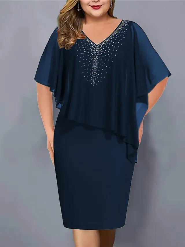 Amelie - Vestido de gasa con escote en V, adornado con pedrería
