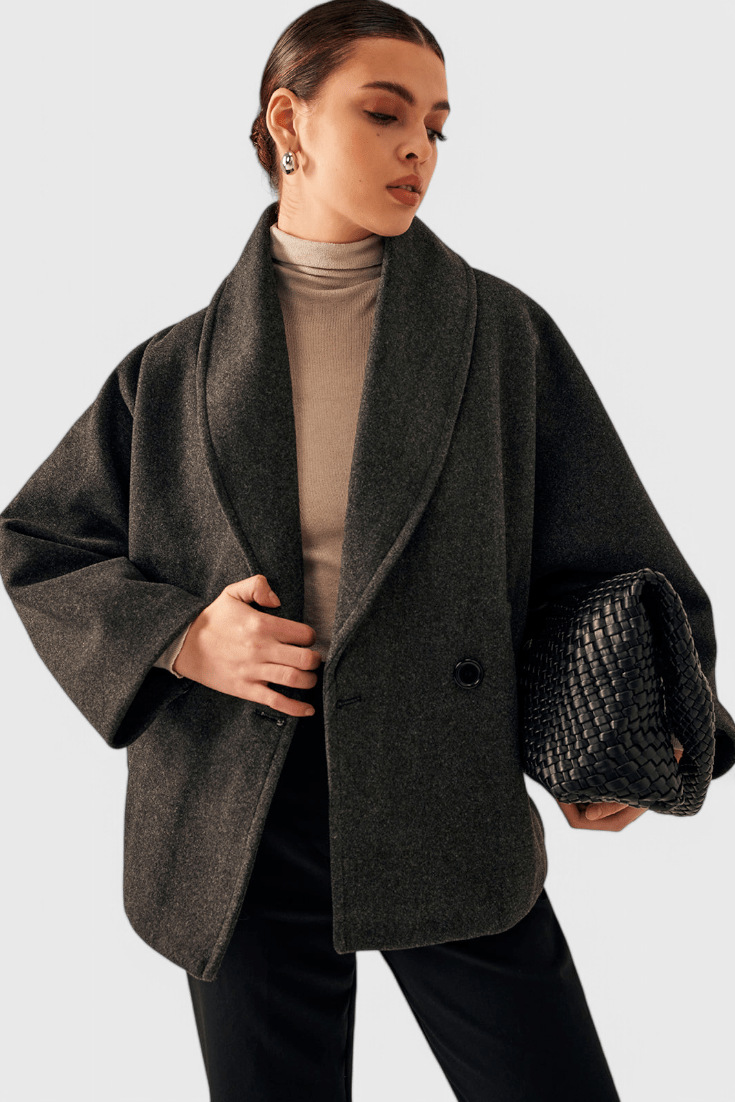 Abrigo de tweed oversize Helena con silueta relajada