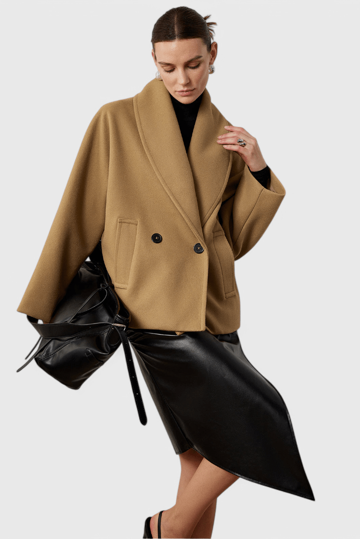 Abrigo de tweed oversize Helena con silueta relajada