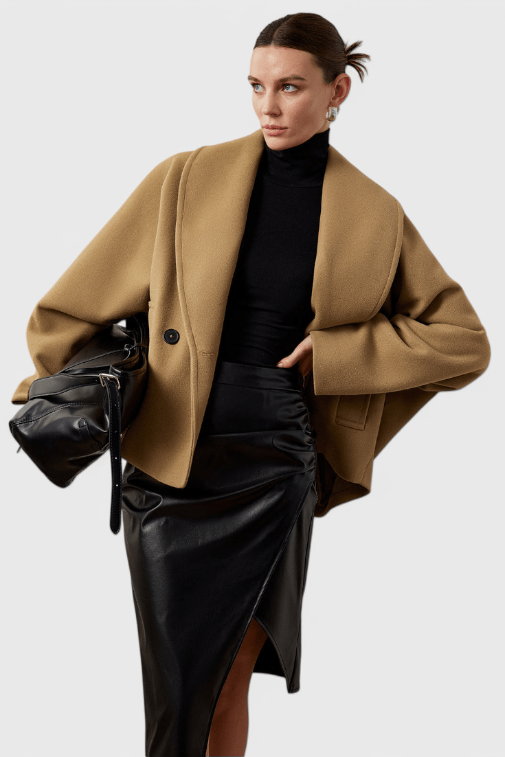 Abrigo de tweed oversize Helena con silueta relajada