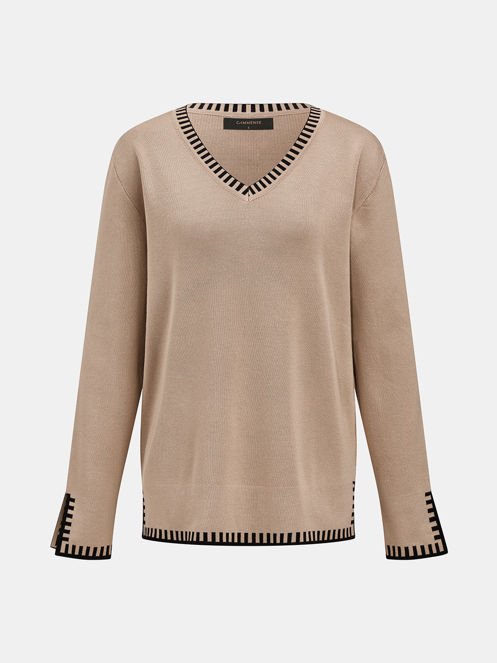Conjunto de bufanda y cuello de punto con ribete en contraste