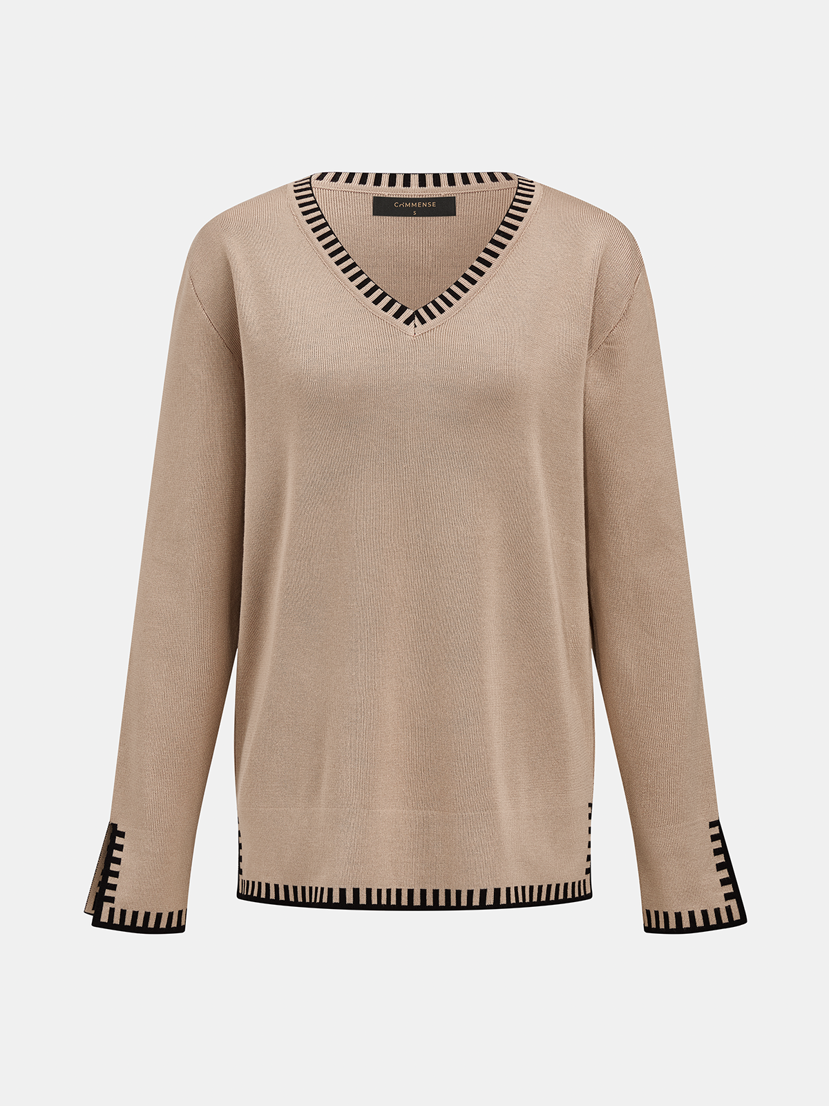 Conjunto de bufanda y cuello de punto con ribete en contraste