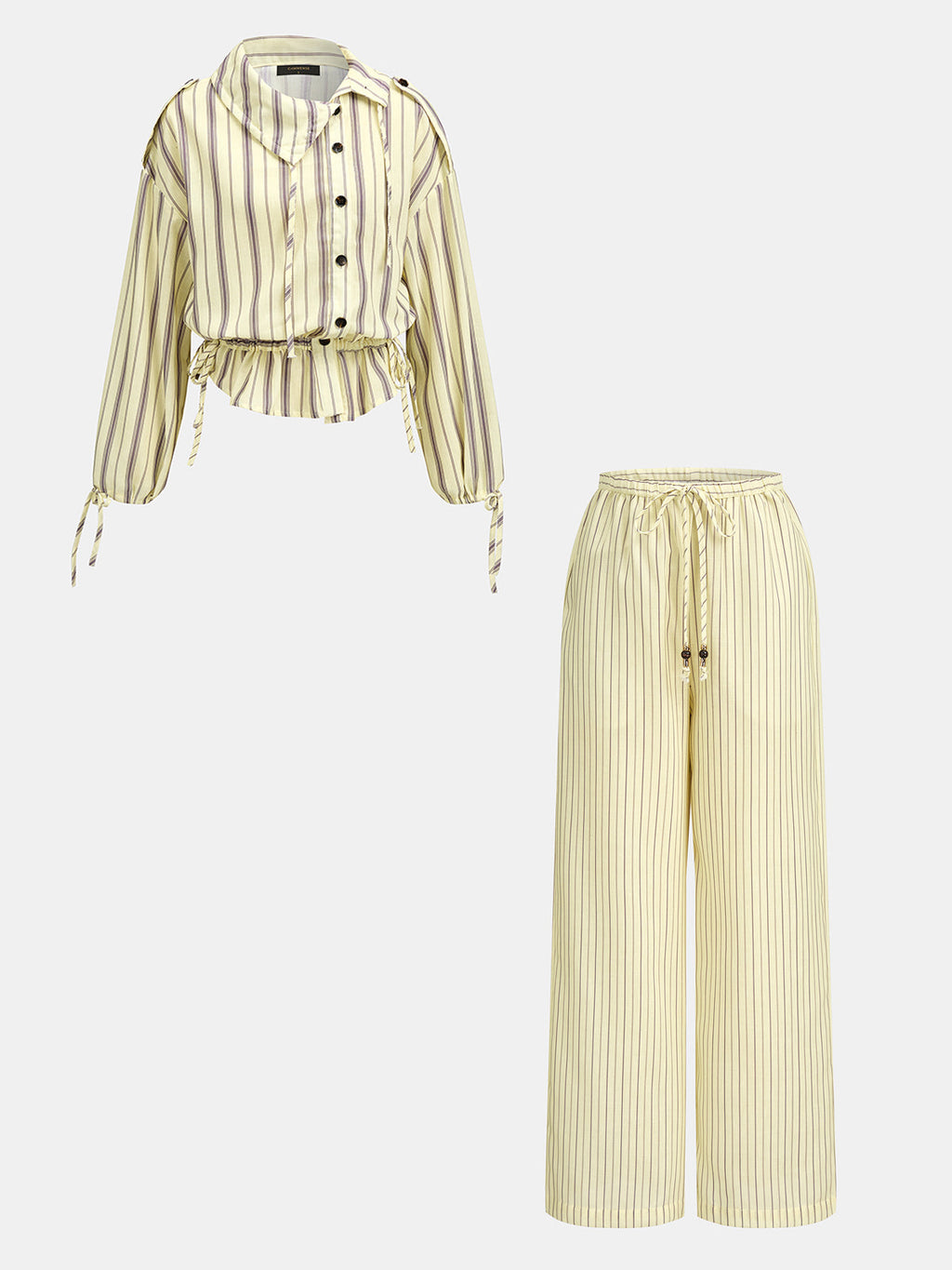 Conjunto de pantalón a rayas con cordón de dos piezas