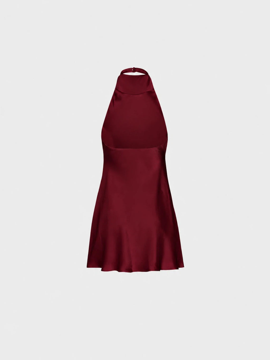 Vestido corto satinado con escote halter y drapeado tipo cowl