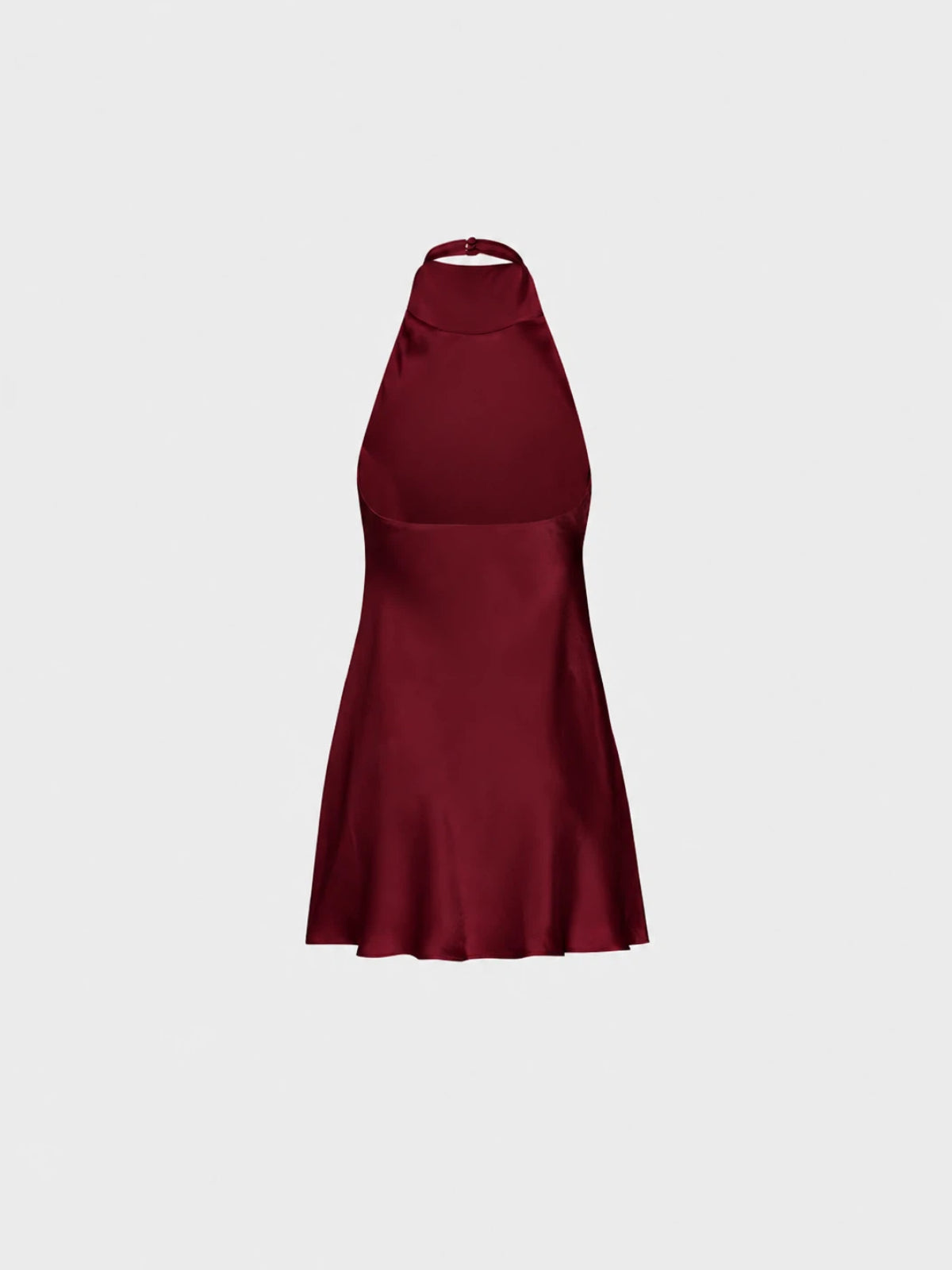 Vestido corto satinado con escote halter y drapeado tipo cowl