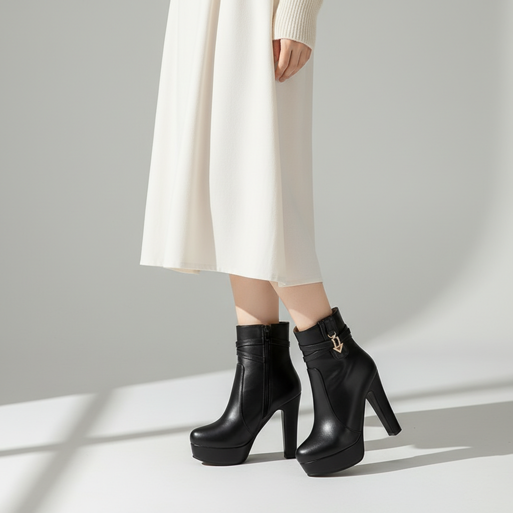 Botines de cuero con plataforma