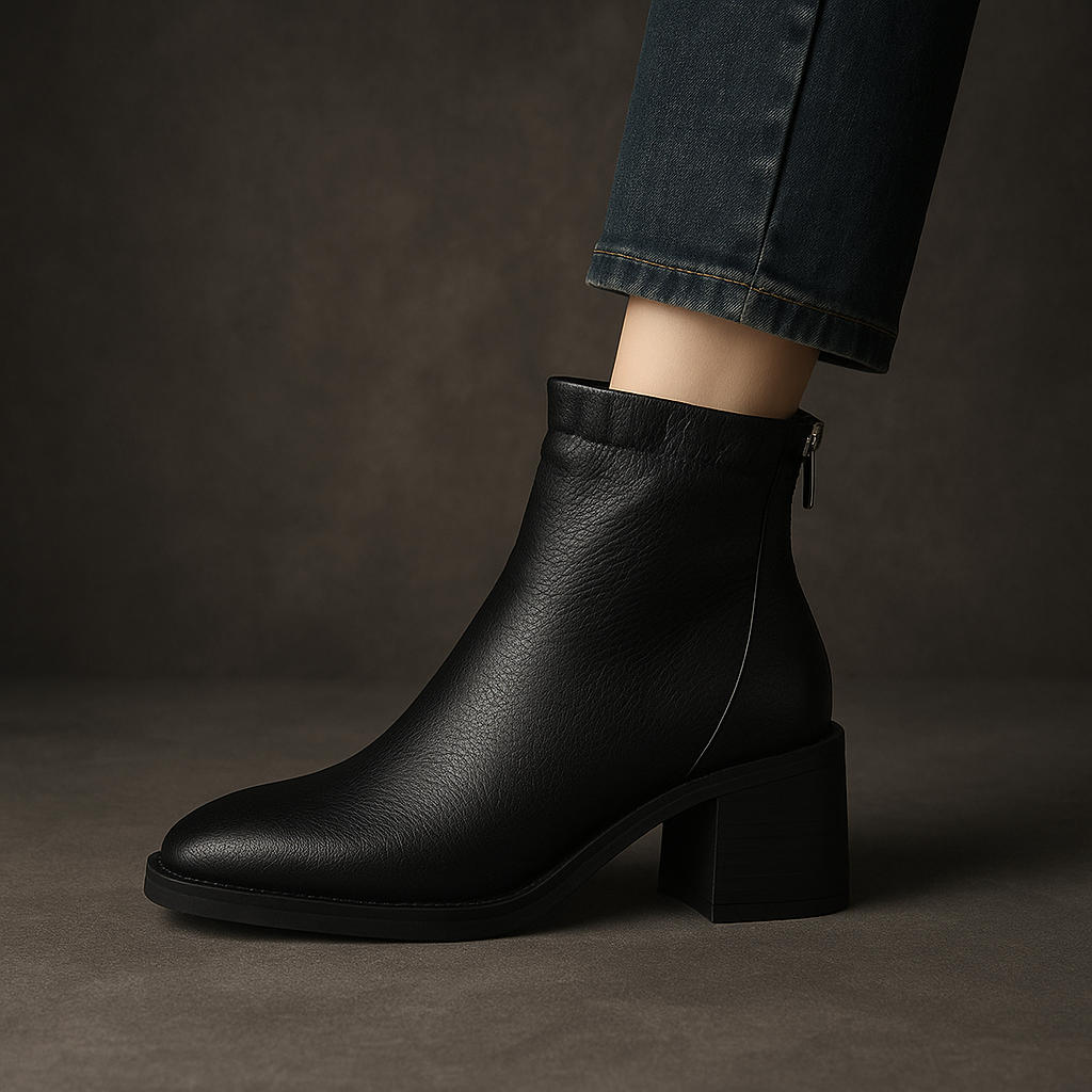 Botines de cuero texturizado