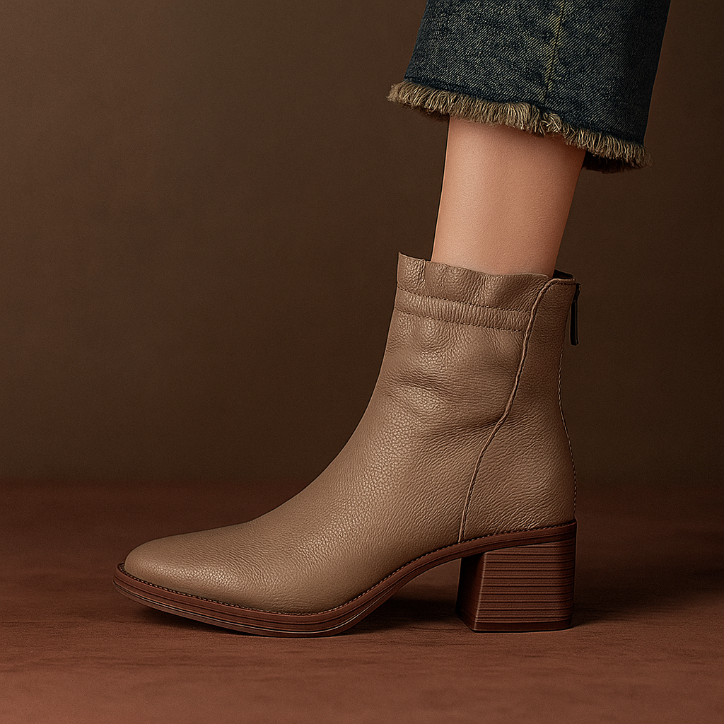 Botines de cuero texturizado