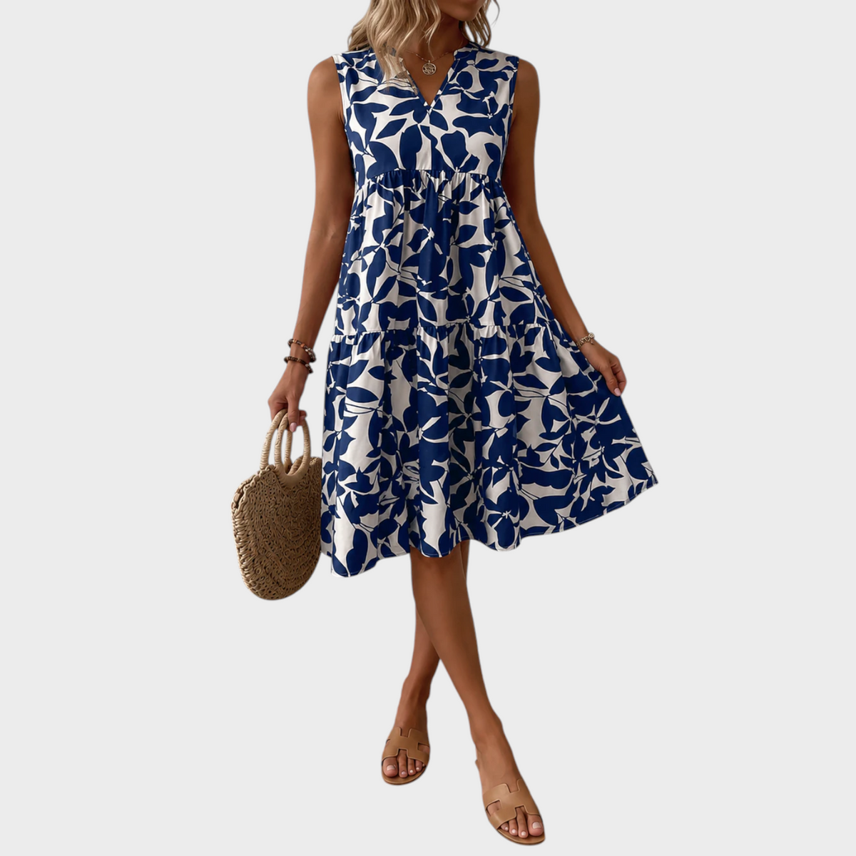 Soomin - Vestido de verano casual con estampado floral