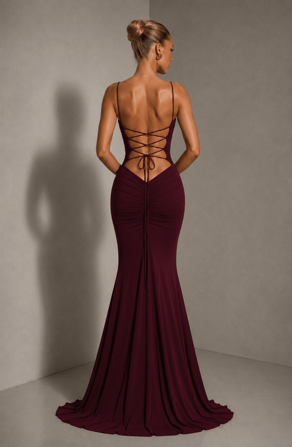Vestido de malla suave en color rosa empolvado
