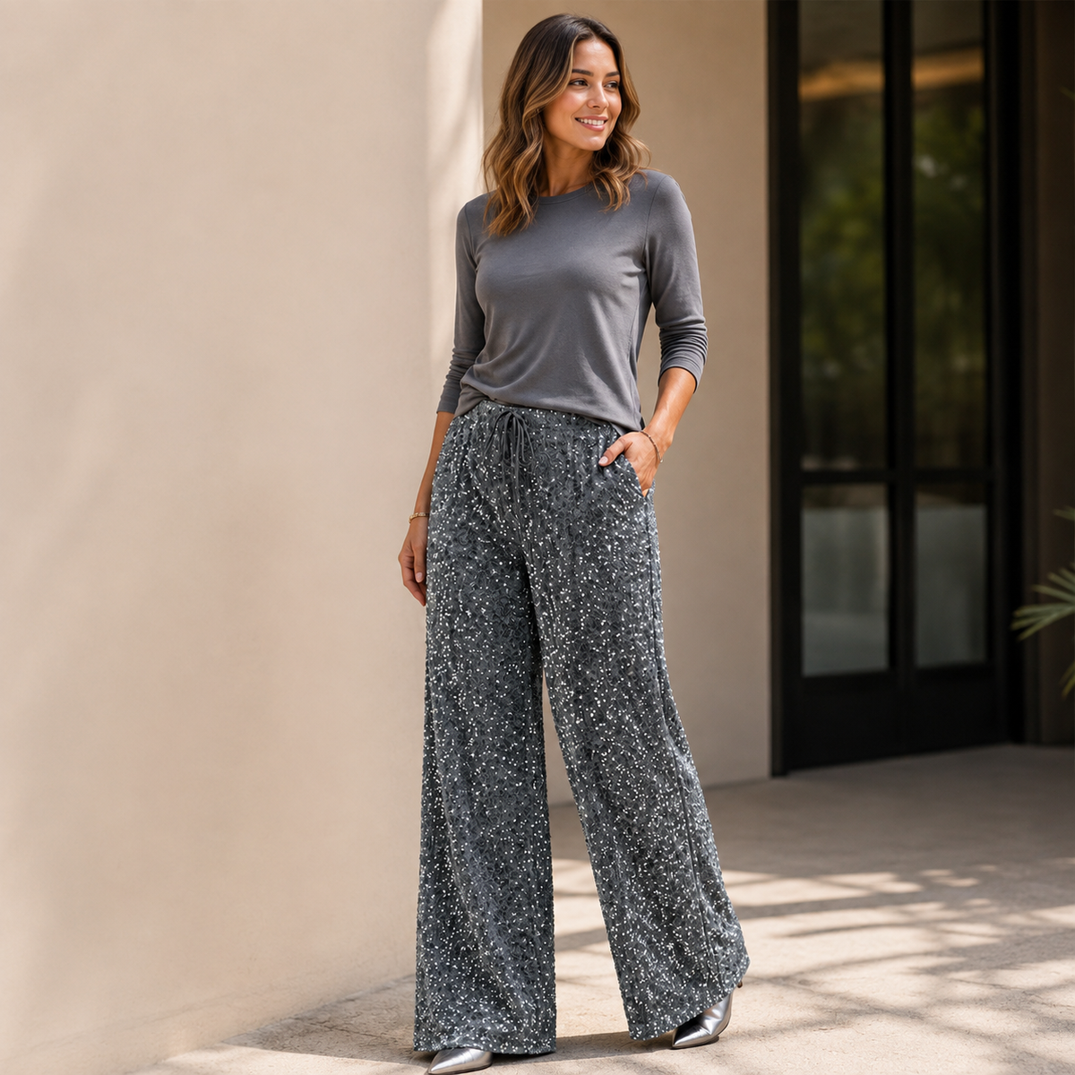 Natacha - Pantalón recto con cintura elástica