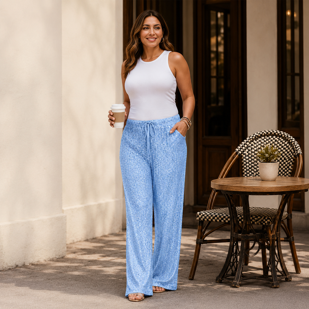 Natacha - Pantalón recto con cintura elástica