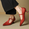 Zapatos de tacón bajo con adorno de rosa