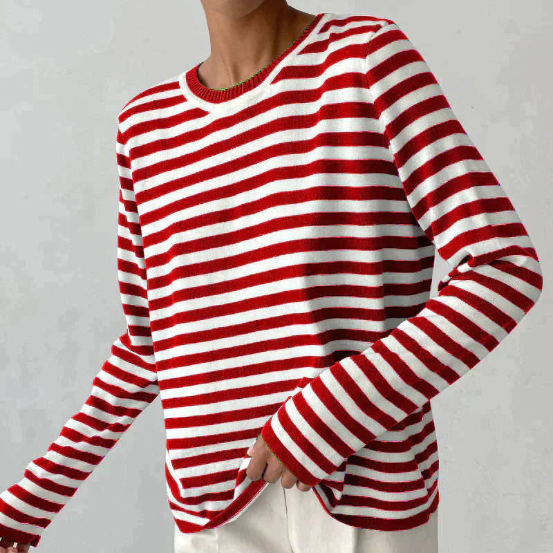 Quintina - Elegante suéter de manga larga con diseño de rayas