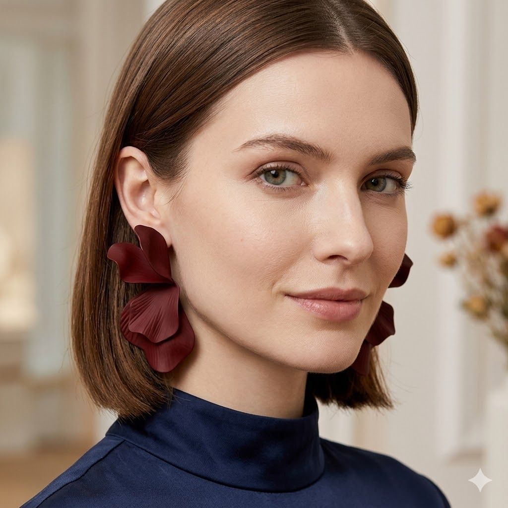 Pendientes de flor Burgundy Bloom