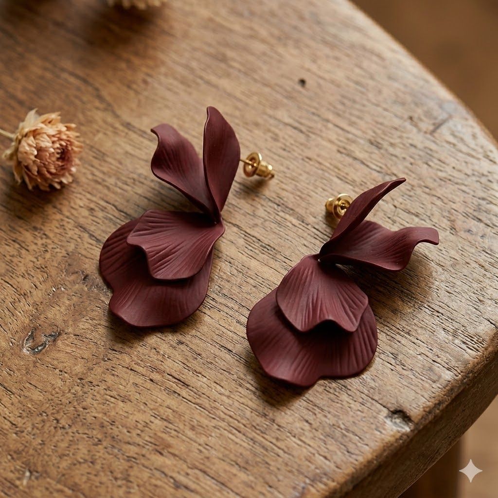 Pendientes de flor Burgundy Bloom