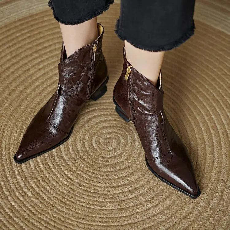 Botines de Cuero con Hebilla Dorada