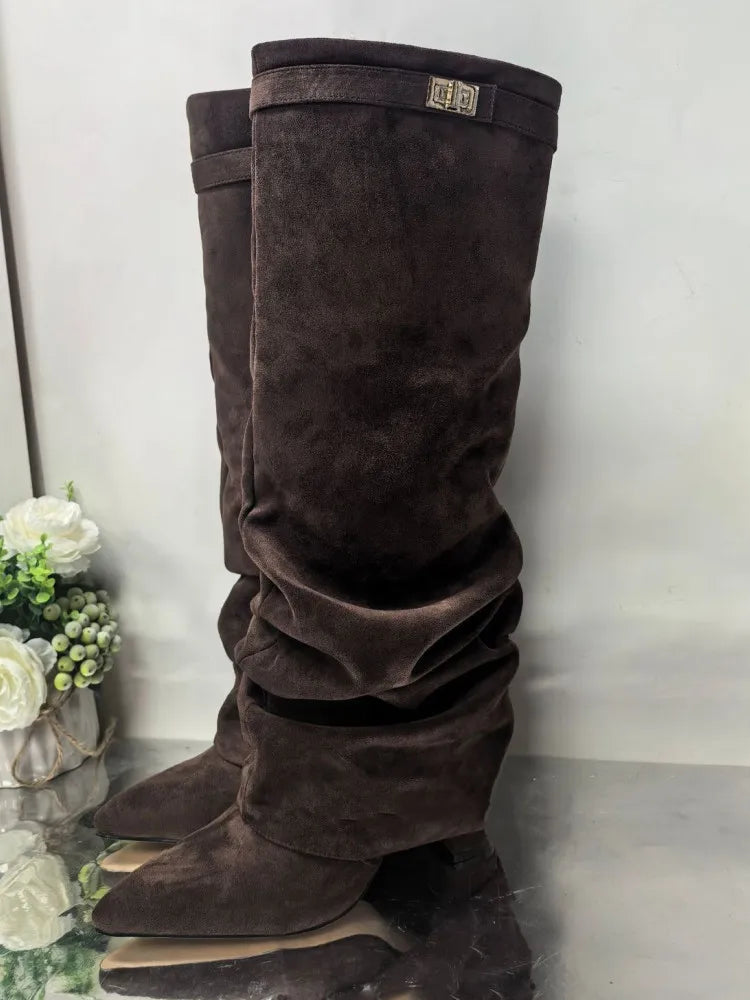 Botas de tacón alto en microfibra