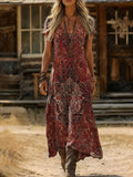 Vestido maxi bohemio Elara con escote en V