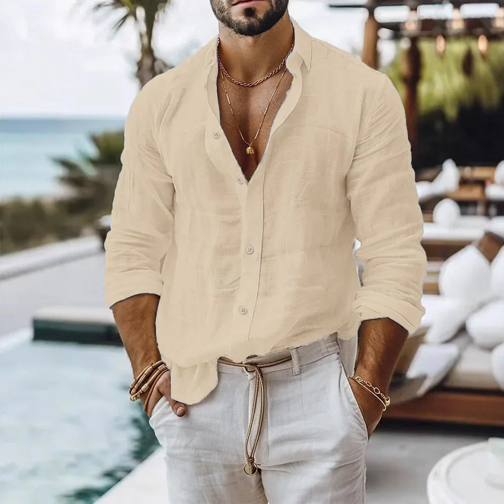 Camisa CAPRI de lino y algodón para playa