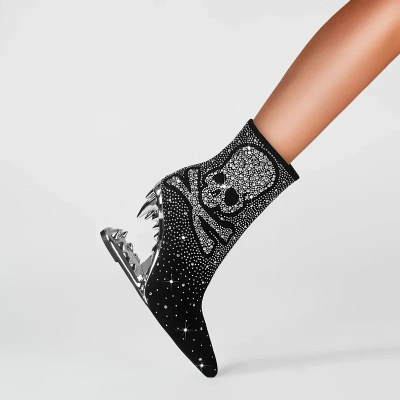 Botines con Tacón Metálico y Calavera