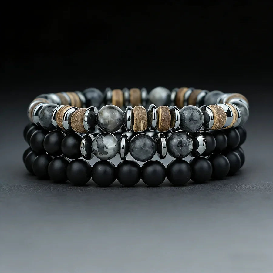 Set de Pulseras SIENA de Piedra Natural y Ónix