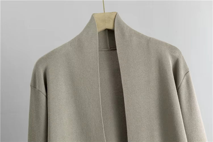 Conjunto de 3 piezas de viscosa con top de canalé y cárdigan