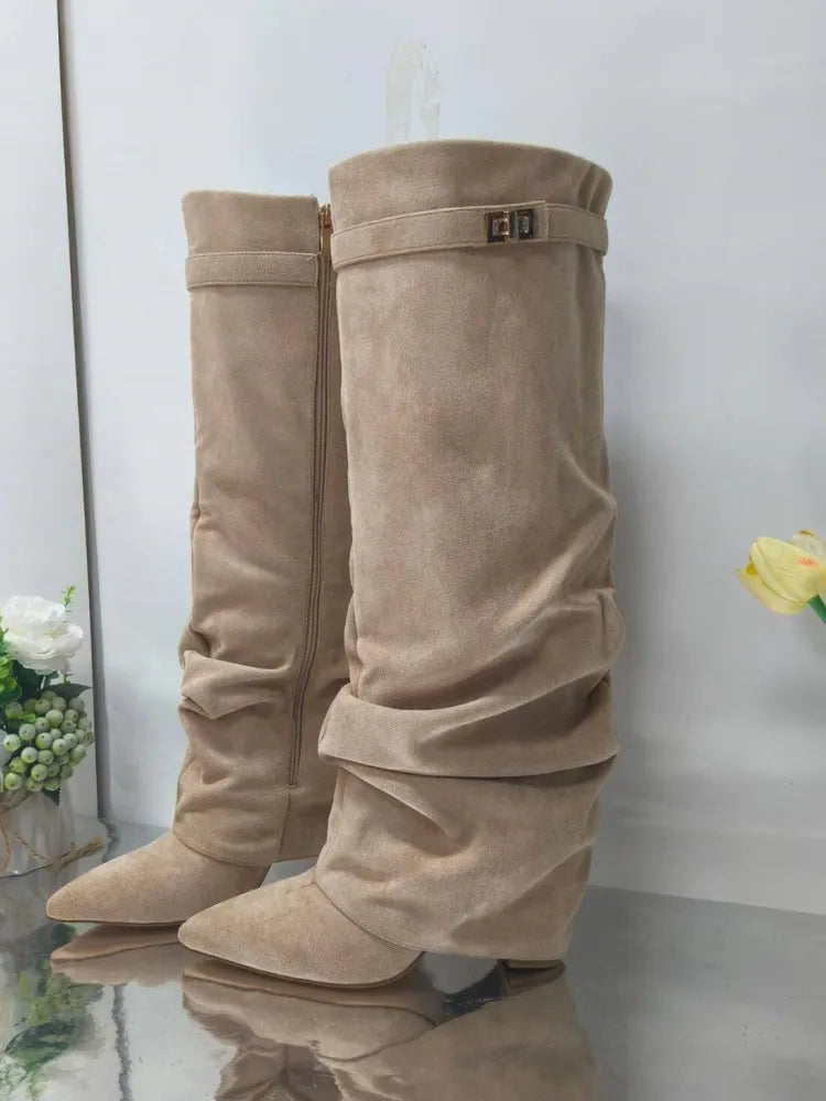 Botas de tacón alto en microfibra