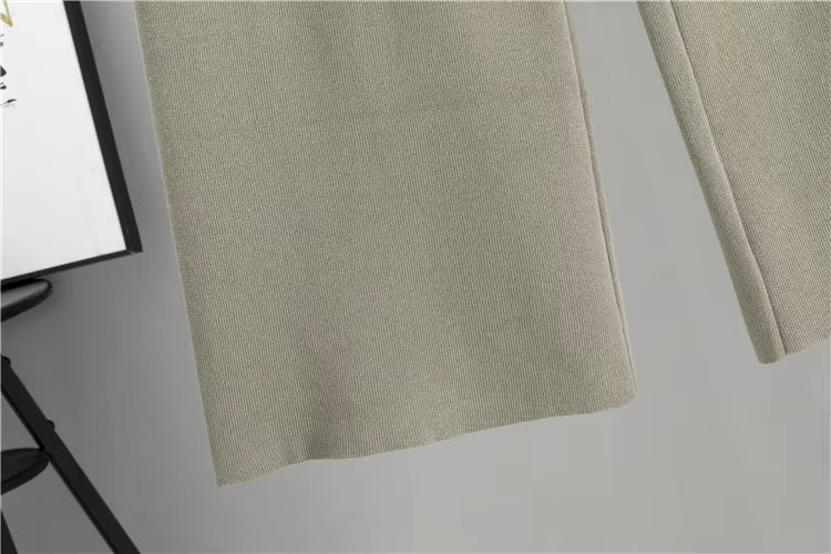 Conjunto de 3 piezas de viscosa con top de canalé y cárdigan