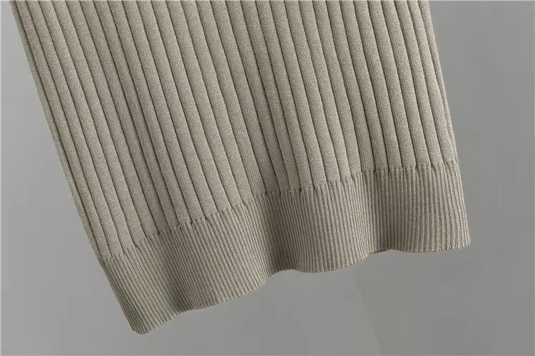 Conjunto de 3 piezas de viscosa con top de canalé y cárdigan