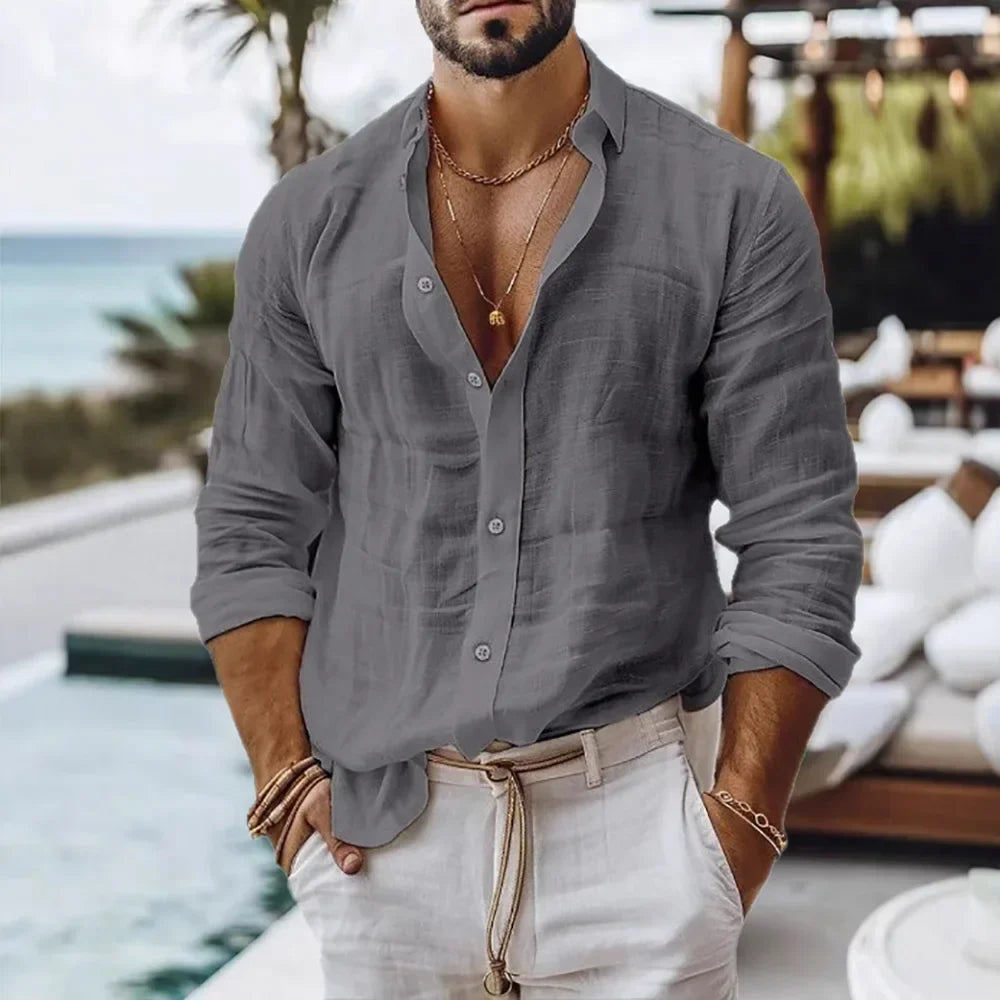 Camisa CAPRI de lino y algodón para playa