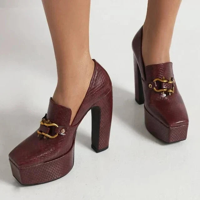 Zapatos de Plataforma con Hebilla Estilo Mocasín