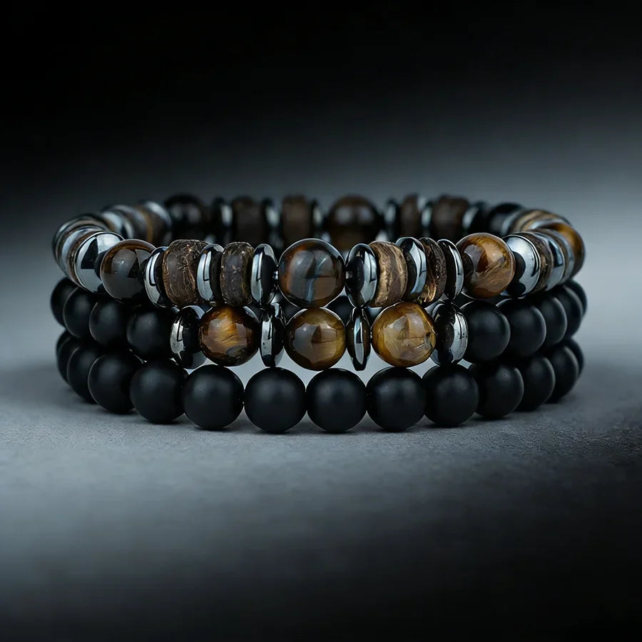 Set de Pulseras SIENA de Piedra Natural y Ónix