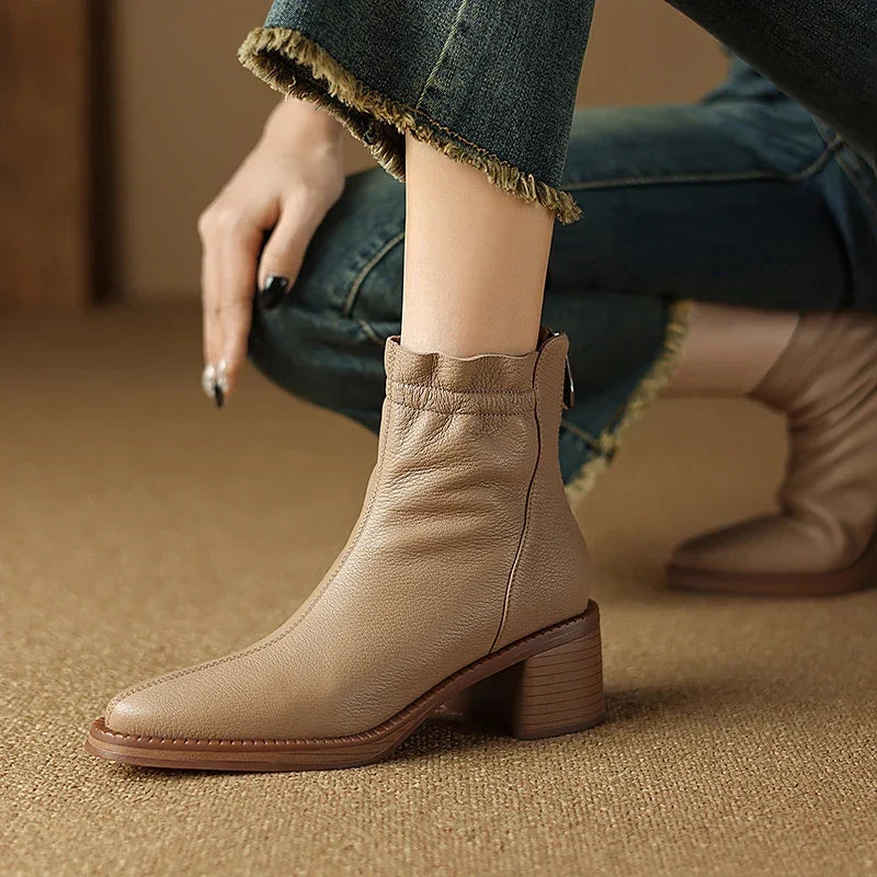 Botines de cuero texturizado