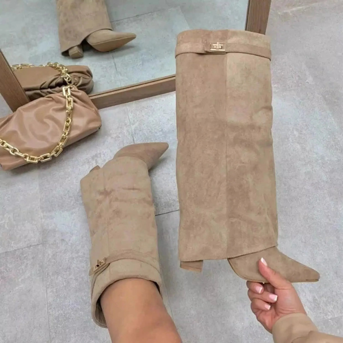 Botas de tacón alto en microfibra