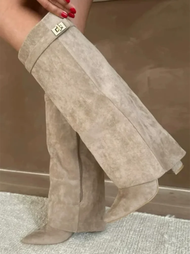 Botas de tacón alto en microfibra