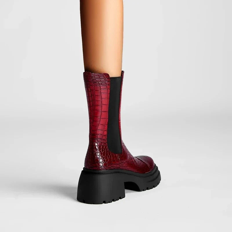 Botas western con plataforma y efecto cocodrilo