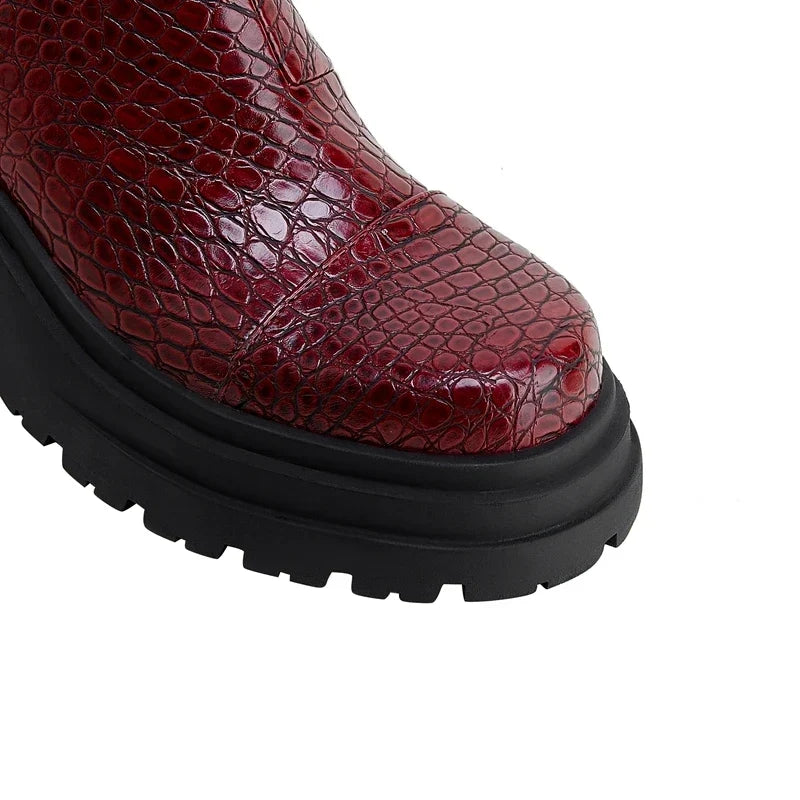 Botas western con plataforma y efecto cocodrilo
