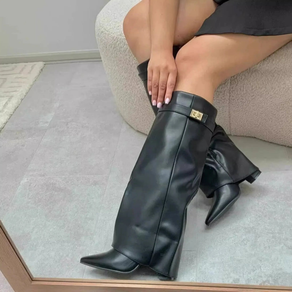 Botas de tacón alto en microfibra