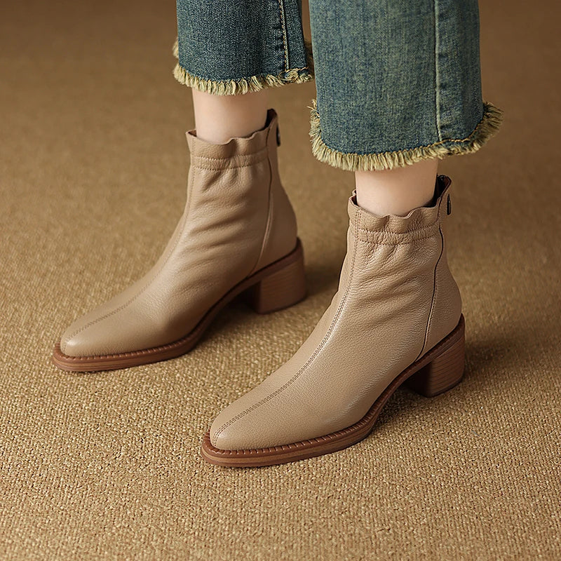 Botines de cuero texturizado