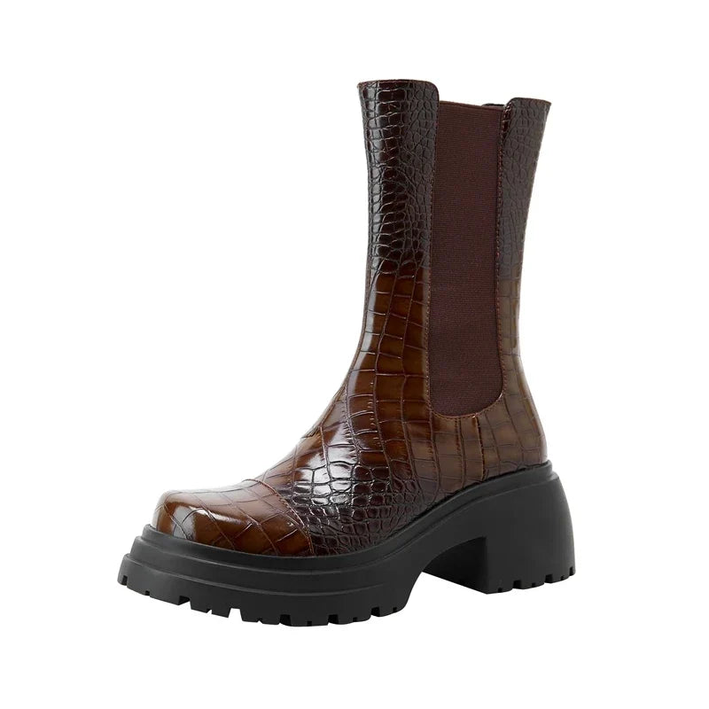 Botas western con plataforma y efecto cocodrilo