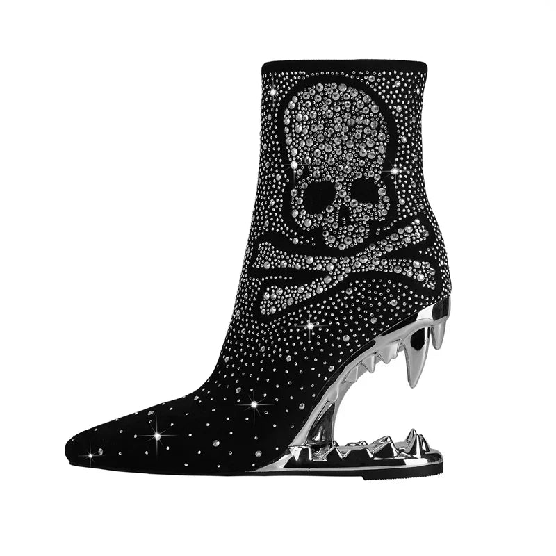 Botines con Tacón Metálico y Calavera