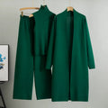 Conjunto de 3 piezas de viscosa con top de canalé y cárdigan