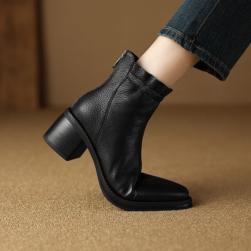 Botines de cuero texturizado