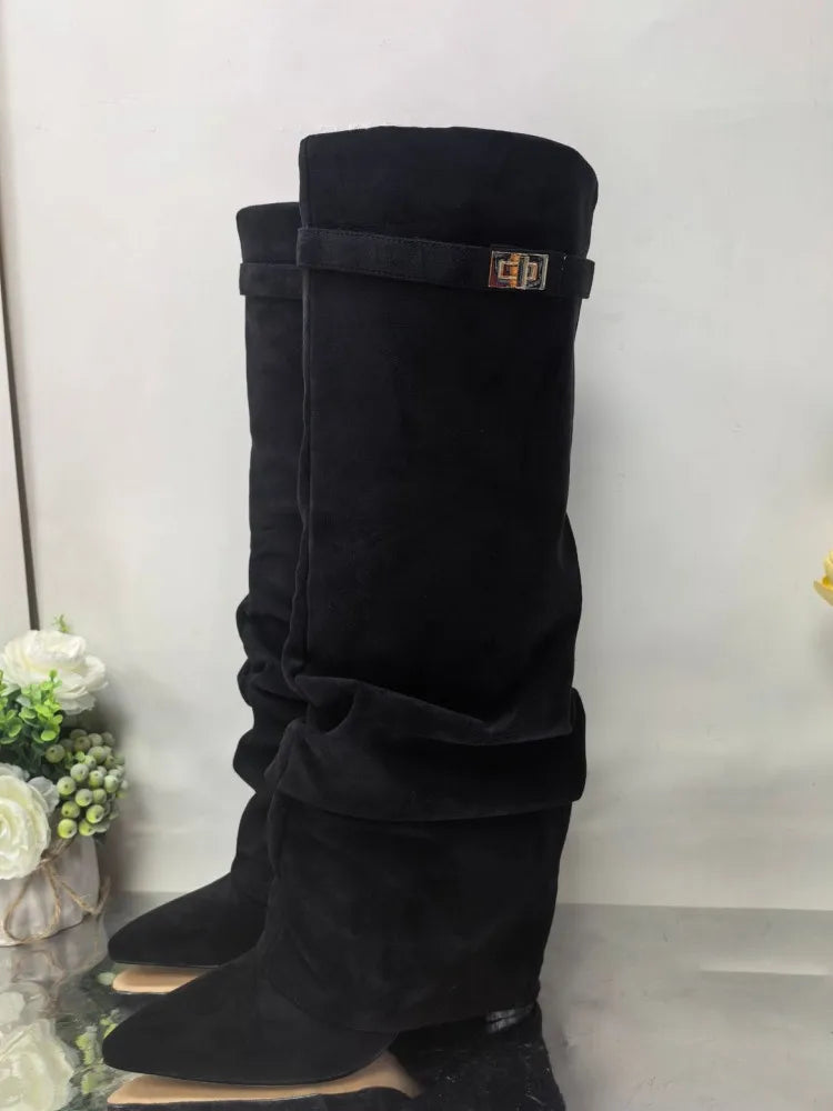 Botas de tacón alto en microfibra
