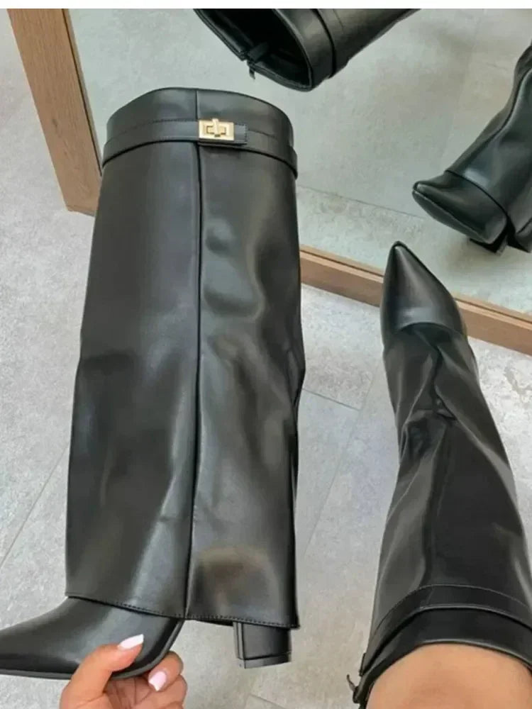 Botas de tacón alto en microfibra