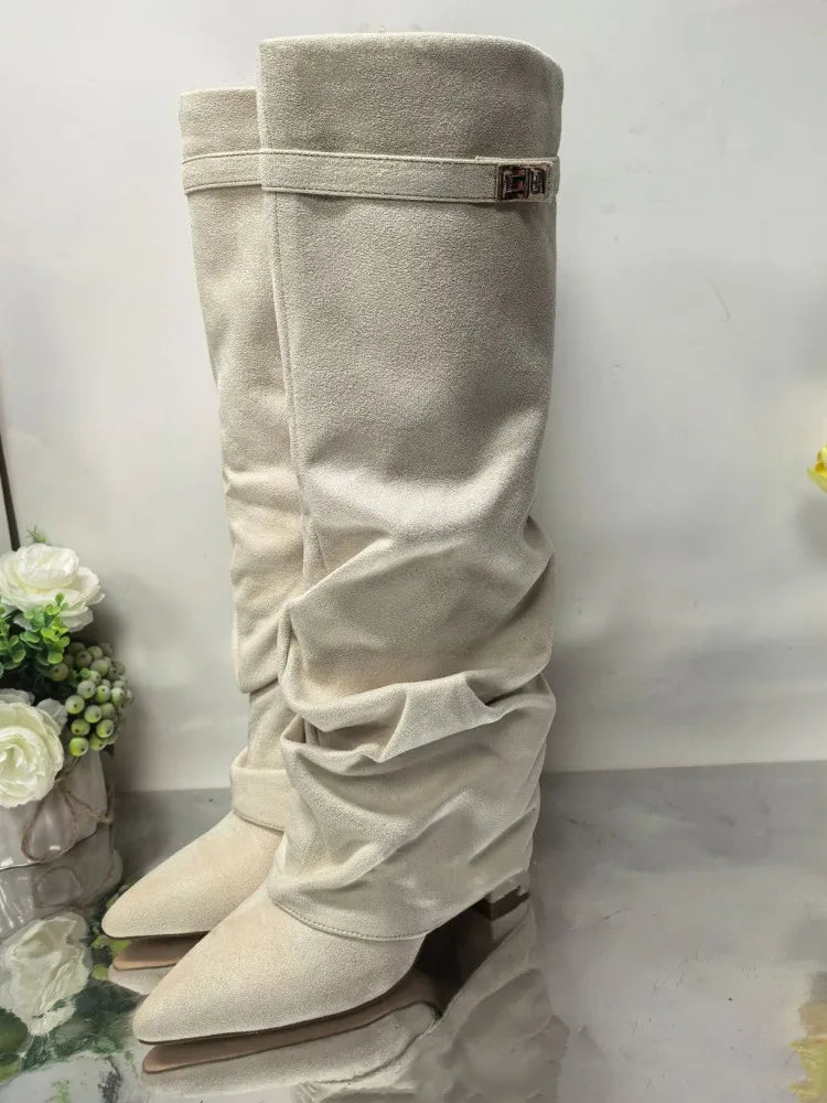 Botas de tacón alto en microfibra